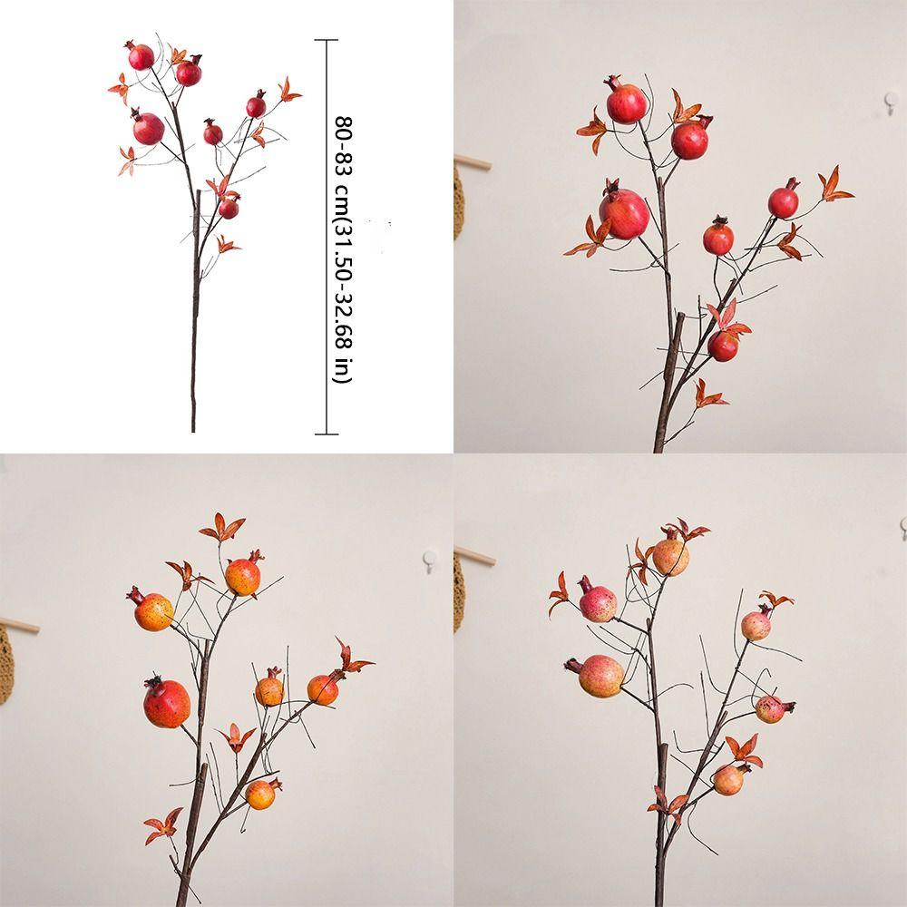 6 Fruits Artificial Pomegranate Branches Realistic Handmade Foam Fruits Branches Plastic Simulation Pomegranate Fruit