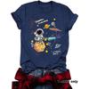 Damen T-Shirt mit Astronauten-Print Kurzarm Lockeres Mode-T-Shirt