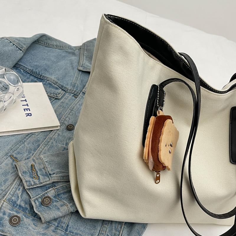 Большая вместительная холщовая сумка женская сумка через плечо сумка через плечо хаки — фото 18