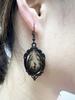 1pair Crow & Twig Vintage Black Lace Earrings For Halloween, Gothic Black Crow Earrings