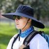 Portable UV Sun Protection Wide Visor Brim Hat 15CM Large Brim Breathable Sun Protection Hat Foldable Bucket Cap Men