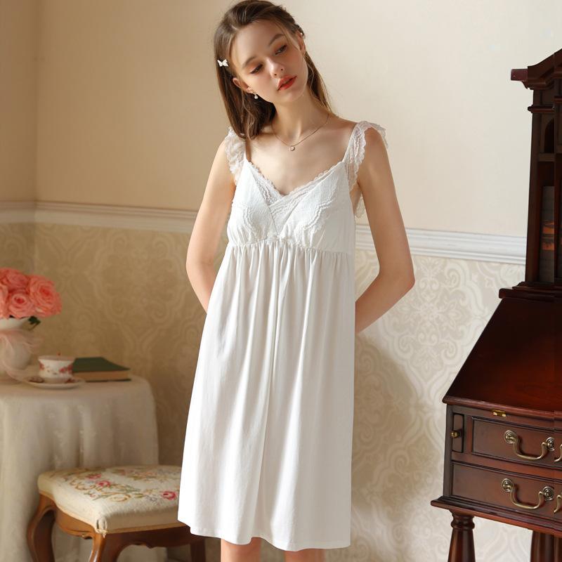 Sommer süße Mädchen mit Brust Pad Rock Pyjamas Französisch Spitze Slip Nachthemd