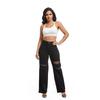 Autumn and Winter Women's Pant Temperament Broken Hole Wide-legged Trousers Jeans