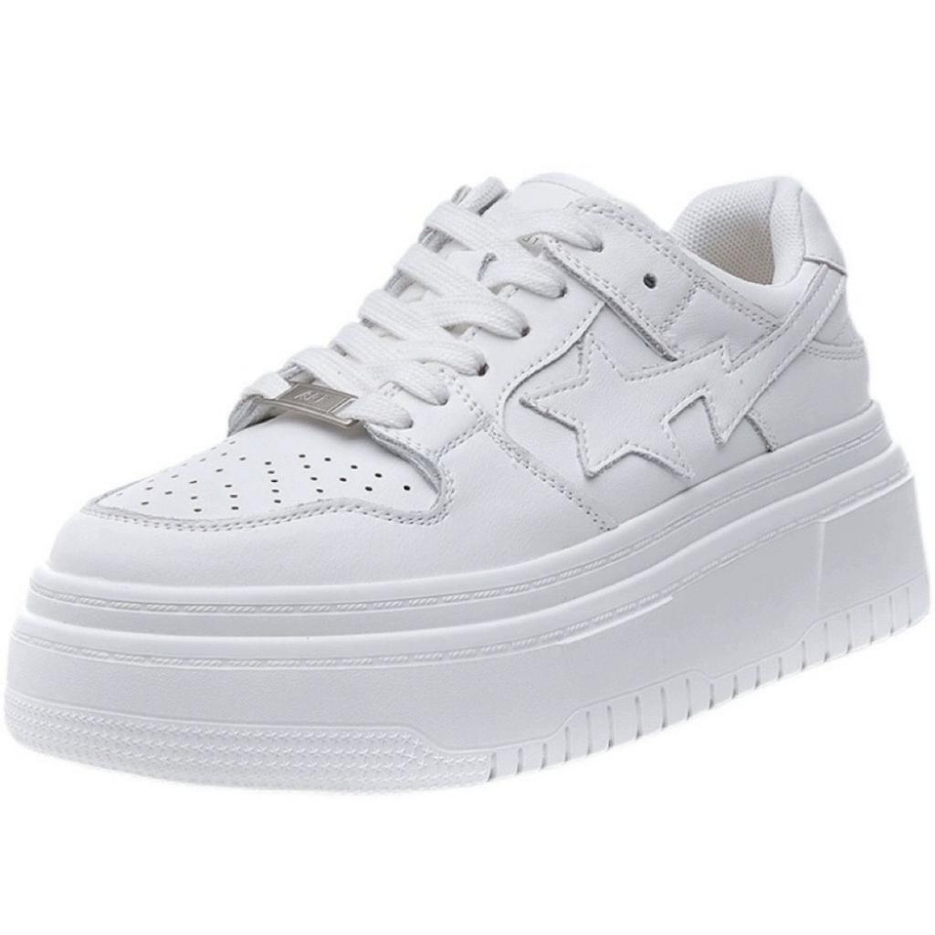 Platform white shoes women's 2025 new ins tide spring summer versatile muffin light leisure sports heightening women's shoes