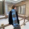Zhang Ruonan Korean Version White Blue Scarf Women's Winter High Sense Versatile Warm Shawl Plush Scarf Tide