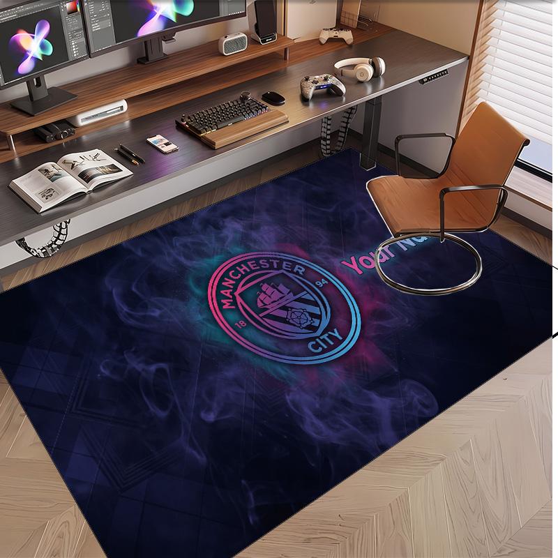 Personalized Crystal Velvet Carpet Manchester City Pattern Non Slip Floor Rug
