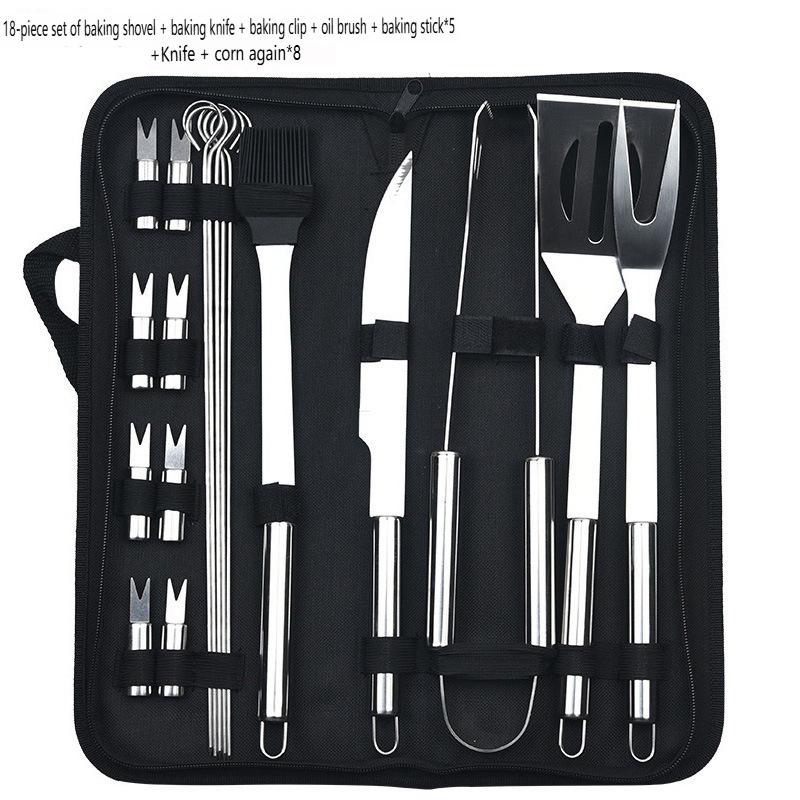 

Новий гриль з нержавіючої сталі, різноманітні комбіновані набори для барбекю на відкритому повітрі, набір для барбекю, набір для барбекю 18pc срібний