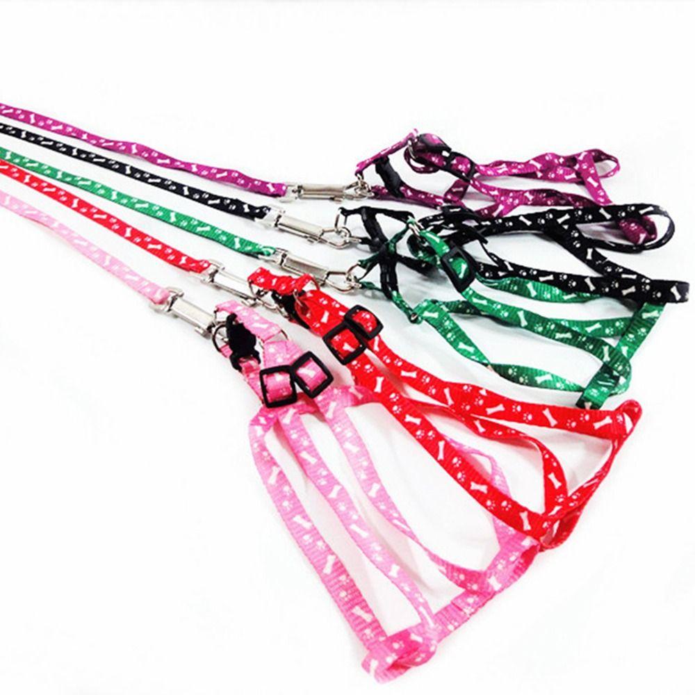 Anti-shock Pet Traction Rope Adjustable Pet Leash Pet Bone Printing Harness Leash  Walking Training