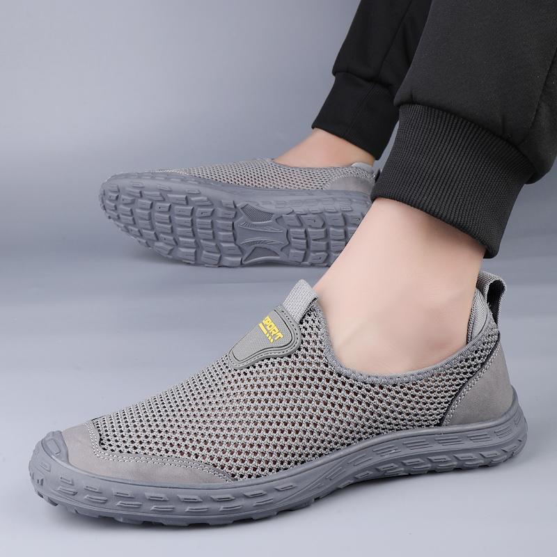 Mens Breathable Sneakers All-match Mens Slip on Shoes Hollow Out Mens Comfortable Loafers Luxury Brand Lightweight Flats for Men
