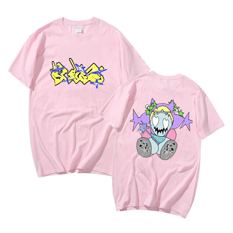 Rapper Bladee Skate Drain Gang 333 Double Sided Print T Shirts Unisex Hip Hop Loose Short Sleeve Men Women Fashion Cotton Tshirt