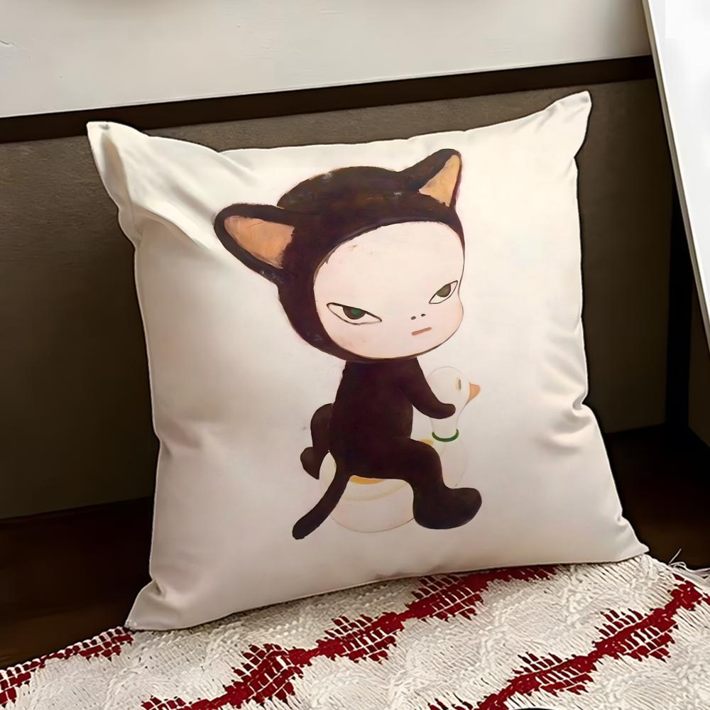 YYoshitomo Nara Art Cushion Cover Reversible Soft Durable Pillow Cover Home  Car MultiScene Use for Daily Comfort