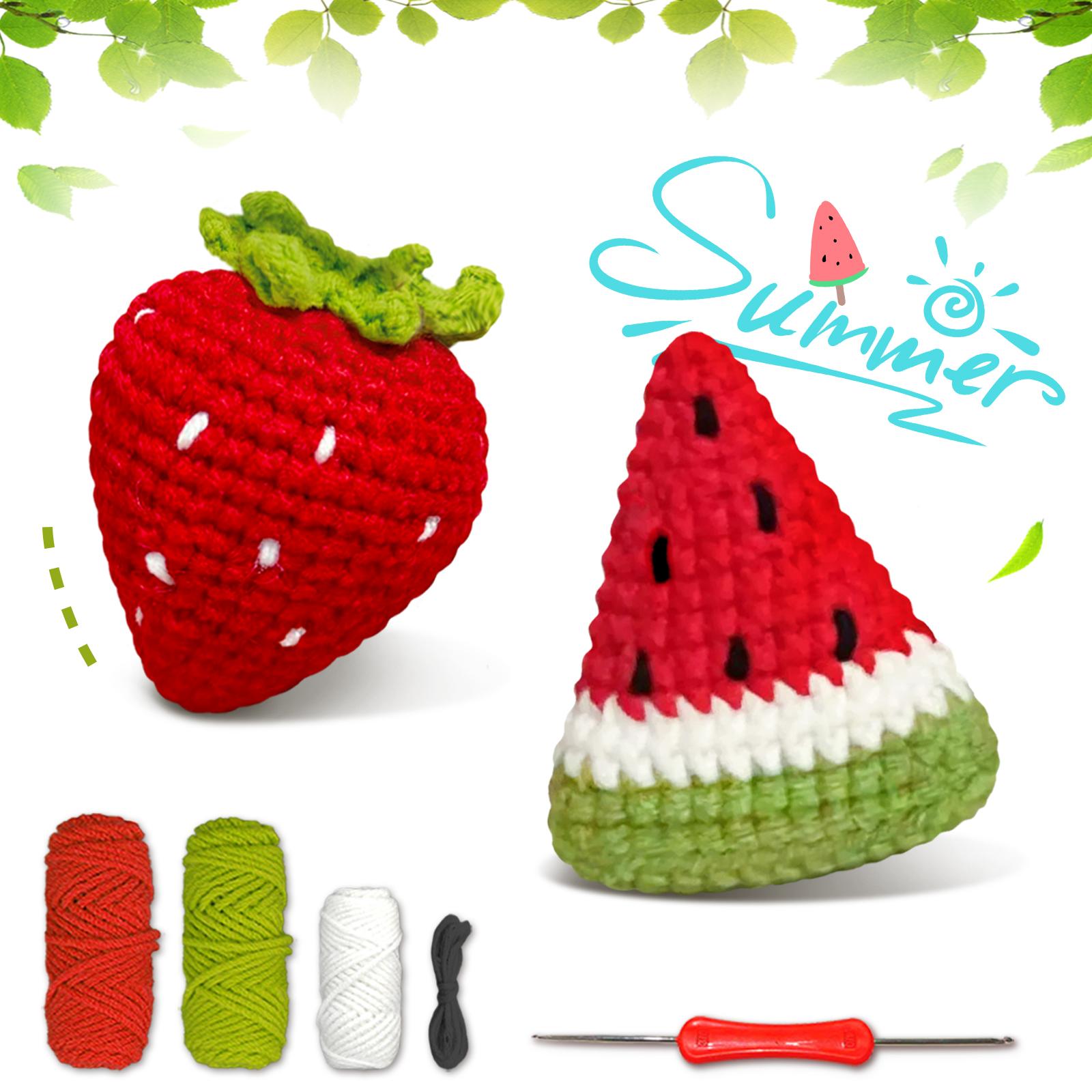 

2pcs Fruit Crochet Kit, Amigurumi Knitting Kit, Including Yarn, Hook, Step-by-Step Video Tutorials And Instruction