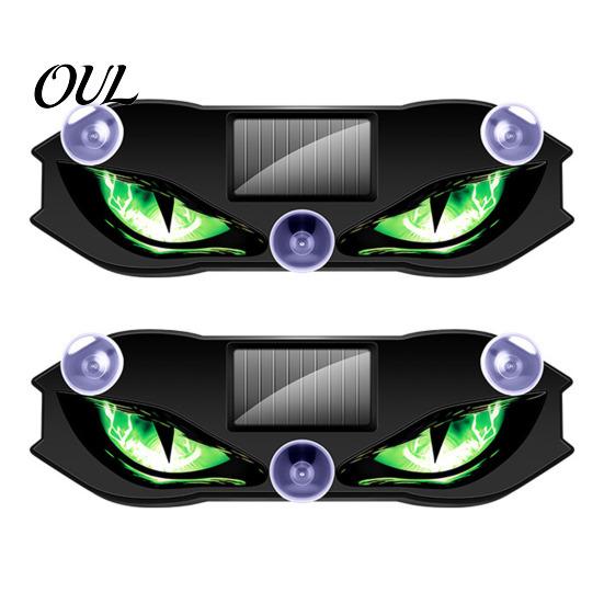 Solar Powered Car Interior Lights Devil Eyes Light for Windshield, Window Warning Sign with Three Smart Modes, Vibration Sensor LED Digital