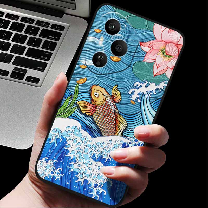 Emboss Case For Honor 400 / 400 Pro / 400 Lite 3D Relief Embossed Retro Silicone Back Cover For Honor 400 Pro 400 5G Soft Emboss