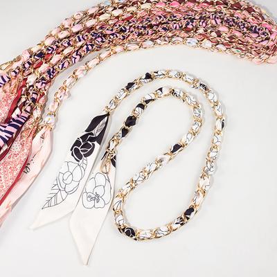 Chain Simple Versatile Metal Crossbody Bag With Silk Scarf Long Decorative Shoulder Strap Modification Accessories Replacement