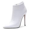 New European And American Style Pointed Thin Heel Print Super High Heels Short Boots Sexy Side Zipper Women's Bare Boots