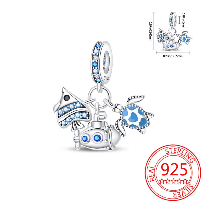 Summer Copper Sea World Kingdom Charm Pendant Beads Fit Charms Original Bracelet For Women Jewelry Making