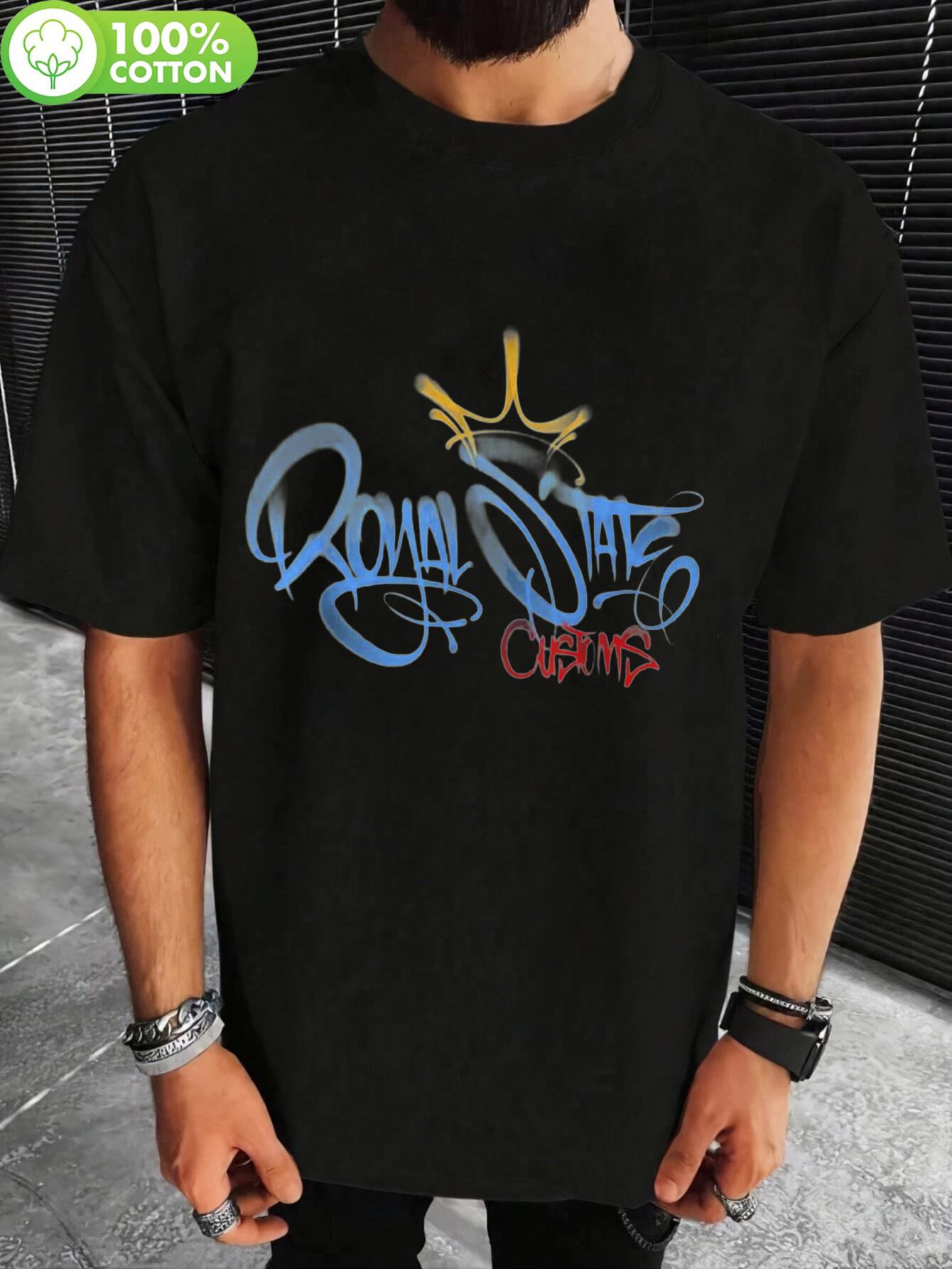 Urban Art Graphic T-shirt - Monkey in Glasses & Rome State Christmas Graffiti Print XL