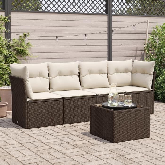 VidaXL Garden Lounge Set with Cushions 5 Pcs, Sofas and Patio Table, Outdoor Furniture Set Patio, Modern, 3217243
