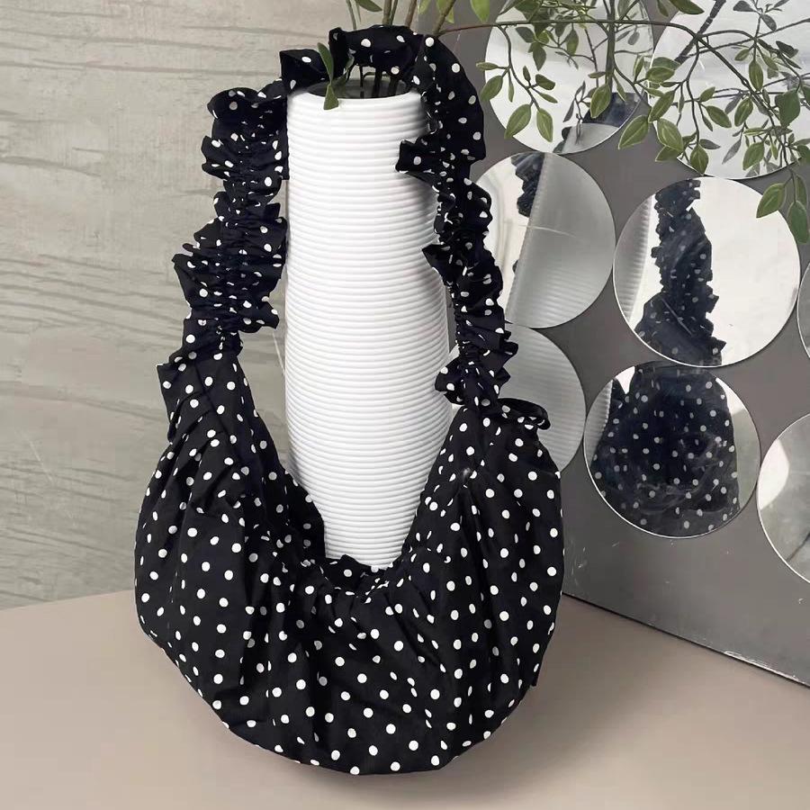 Schoolbag Women's Polka Dot Ins Large Capacity Cute Versatile Pleated Dumpling Bag 2025 New Fashion Commuter Shoulder Armpit Messenger Bag