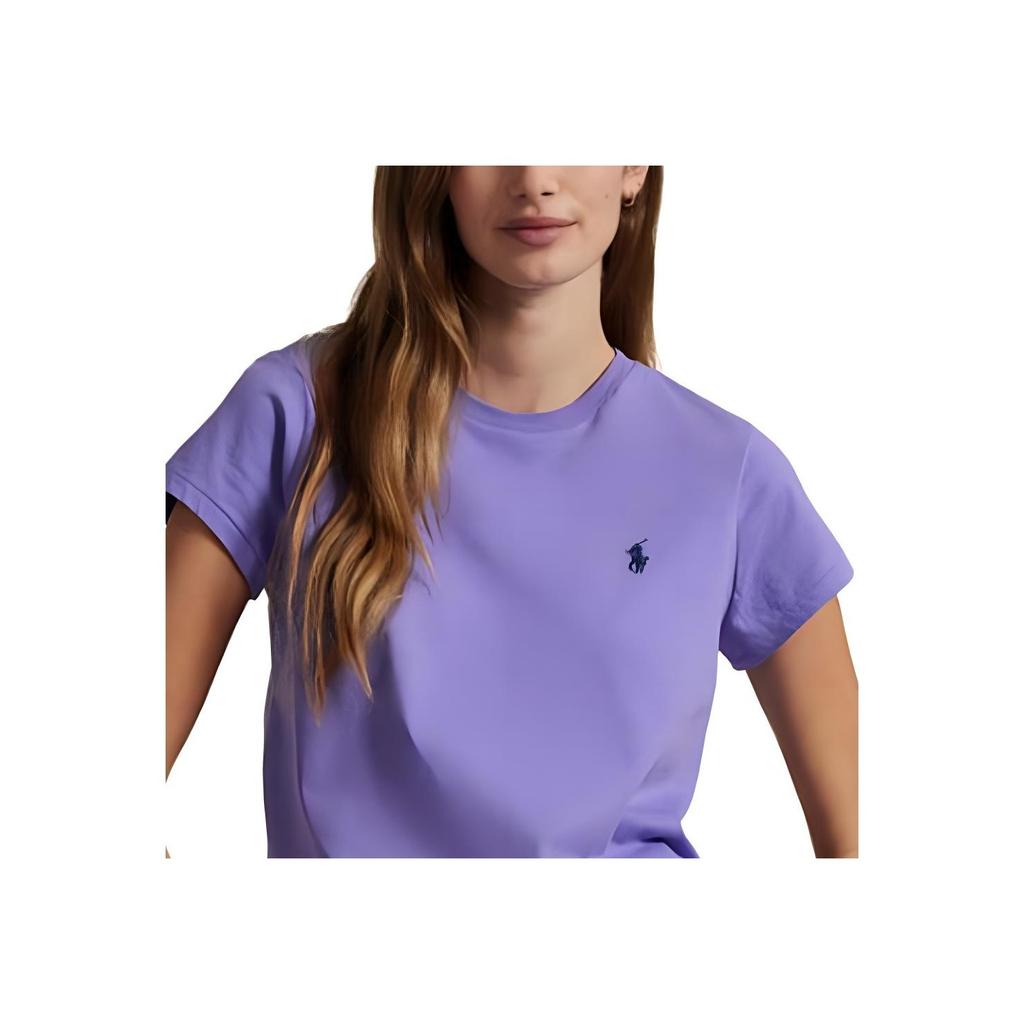 Polo Ralph Lauren Logo Embroidered Crew Neck Short Sleeve T-Shirt Women Tops Purple 211898698-030
