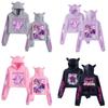 Kpop Demon Hunters Printed Short Hoodie With Cat Ears For Girls Summer Casual Wear