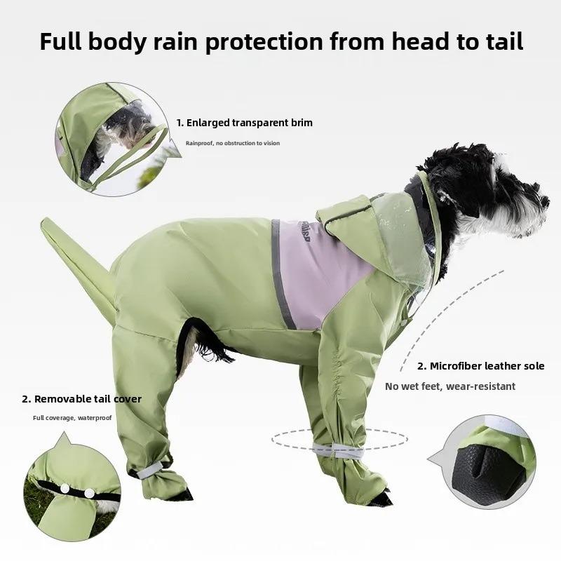 Waterproof Dog Raincoat with Legs for Medium Dogs Rainy Days Walking Dog Clothes Snauzer Special Dirt Resistant Pet Supplies