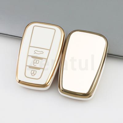 Goldrand 2 3 4 Tasten TPU Auto Schlüsselhülle Abdeckung Fernbedienung Schale Fob Für Toyota Rav4 Crown Hilux Fortuner Camry Land Cruiser Prado