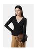 Antibacterial Women's Heated V-Neck Slimming Lace Patchwork Wool Long Sleeve T-Shirt