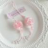 A pair Pink Cherry Blossom Beaded Lucky Phone Charm Lanyard Cute Aesthetic Wrist Strap Lanyard Floral Pendant for Girls