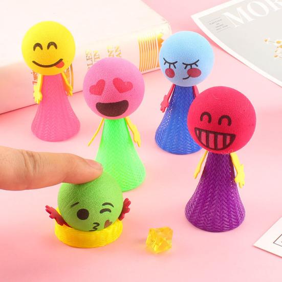 10Pcs Spring Jumping Man Toy Press Kids Bouncing Cartoon Expression Ball