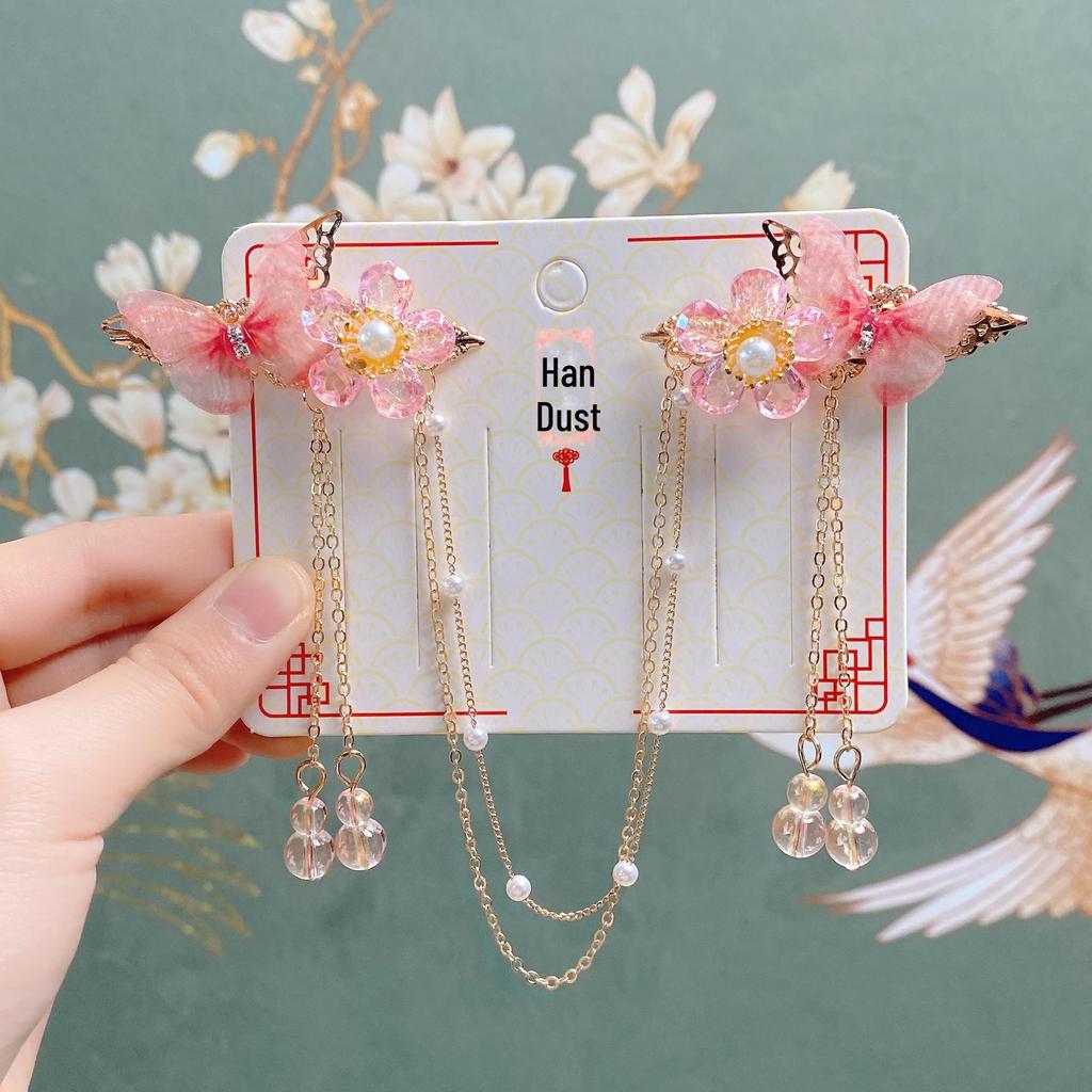 Accesorii de păr pentru copii în stil antic Hanchen: Agrafă de păr cu ciucure și lanț pentru frunte