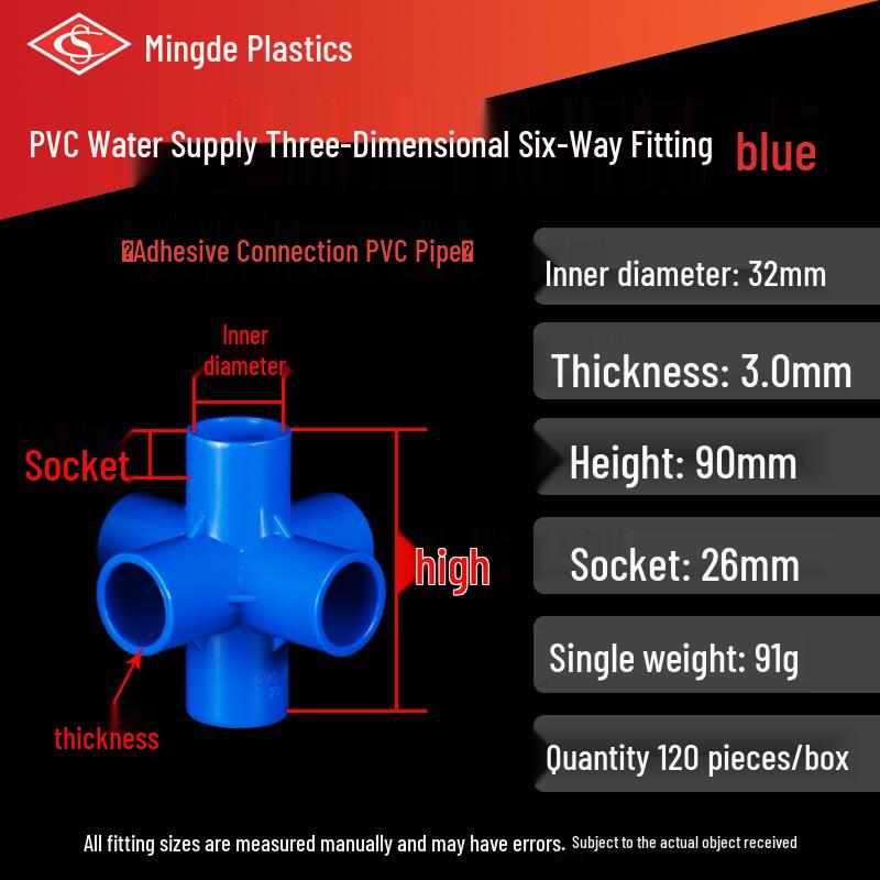 PVC Vícesměrné 3D Plastové Fitinky pro Vodovodní Potrubí (Pravoúhlý, Čtyřcestný, Pěticestný, Šesticestný T-kus)