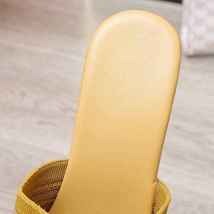 Women's Summer Clip On Outdoor High Slope Heel Slippers Casual Striped Pattern Thick Sponge Sole Vacation Sandals 35-40