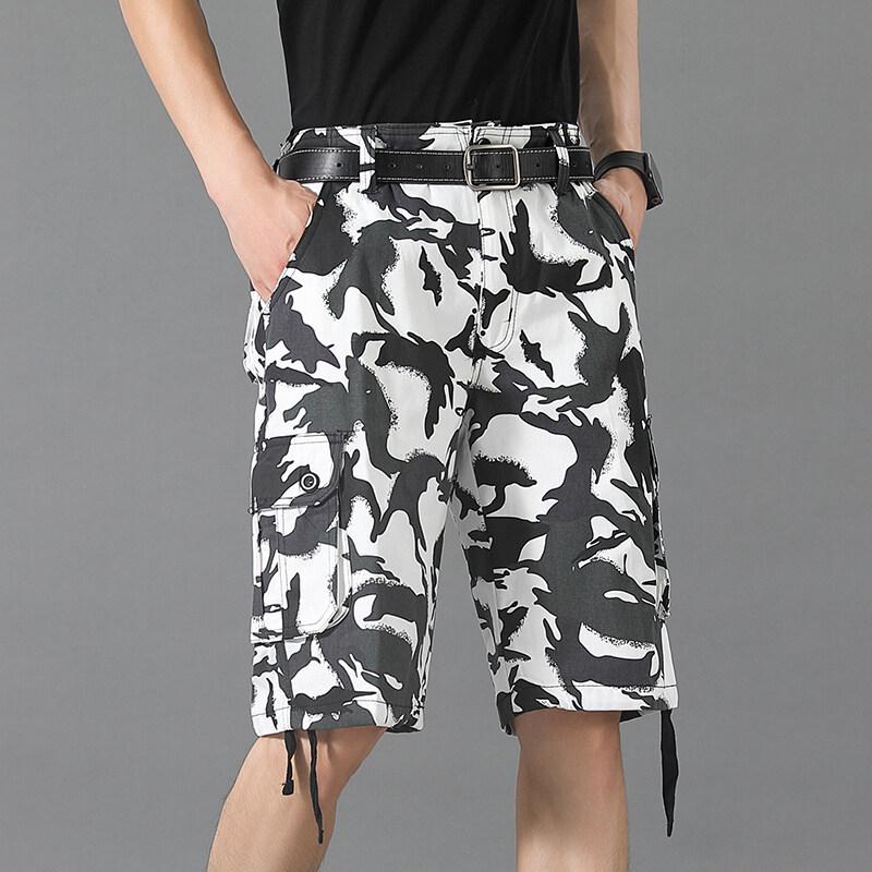Men's Camouflage Cargo Shorts: Casual Military Style, Multi-Pocket, Wear-Resistant Outdoor Sports Pants.