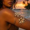 Bohemian Upper Arm Bracelet Flower Geometric Bangle Fashion Hollow Metal Bracelet