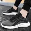 Men's Breathable Knit Running Shoes Lace-up Lightweight Non-slip Athletic Sneakers