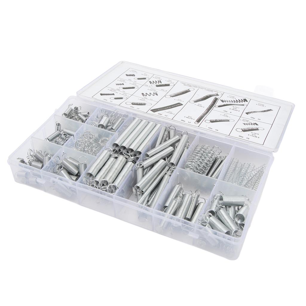 200 st Kompressions- och expansionsfjädrar Kit 20 stilar Förzinkat stål för Bilreparation DIY-projekt