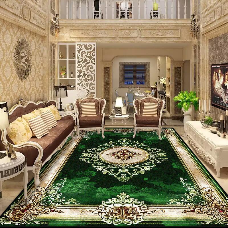 European Retro Floral Large Carpet for Living Room Luxury Decoration Rug Non-slip Bedroom Cloakroom Washable Soft Mat Floor Mats