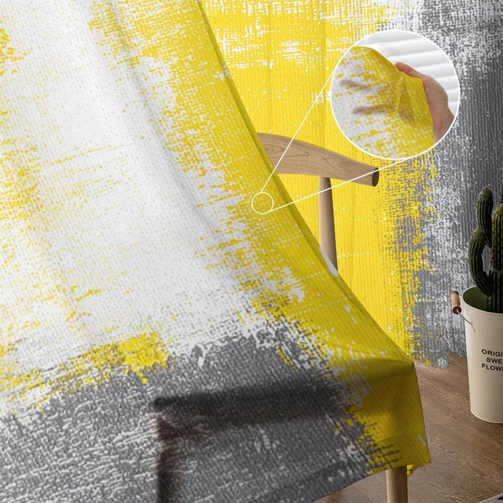 Paint Abstract Geometric Yellow Tulle In Sheer Curtains for Living Room Bedroom Kitchen Window Treatment Chiffon Curtain Blinds