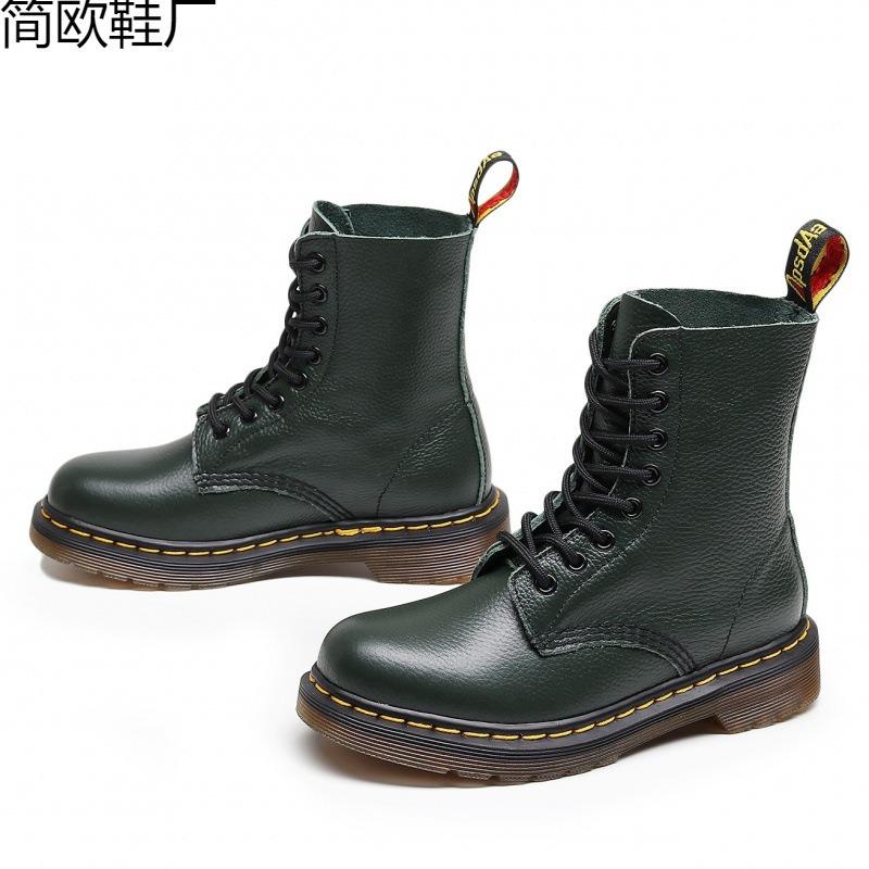 Lychee-Muster Werkzeugstiefel Damen Oberleder weiches Rindsleder Paar Kurzstiefel Britisches Leder Lokomotive Stiefel