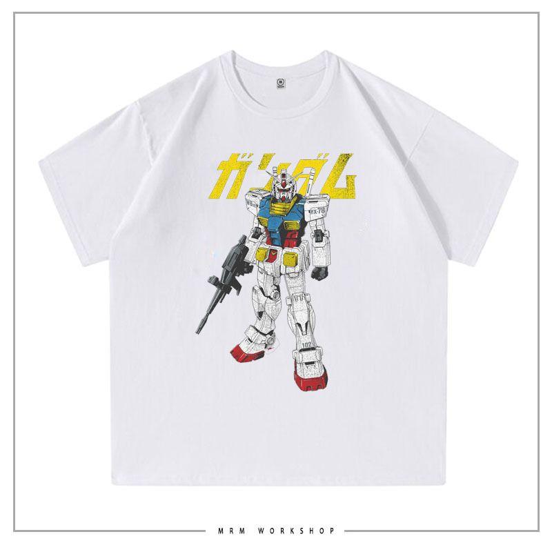 Gundam Mobile Suit Gundam Peripheral Short Sleeve Cotton T-Shirt RX104RX105 American Men's and Women's Comfort T-Shirt