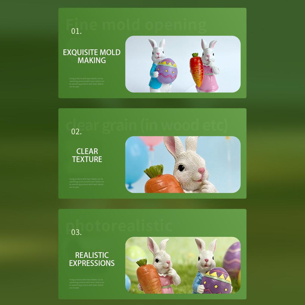 Easter Bunny Resin Craft Figurine Garden Decorative Item Realistic Animal Ornament