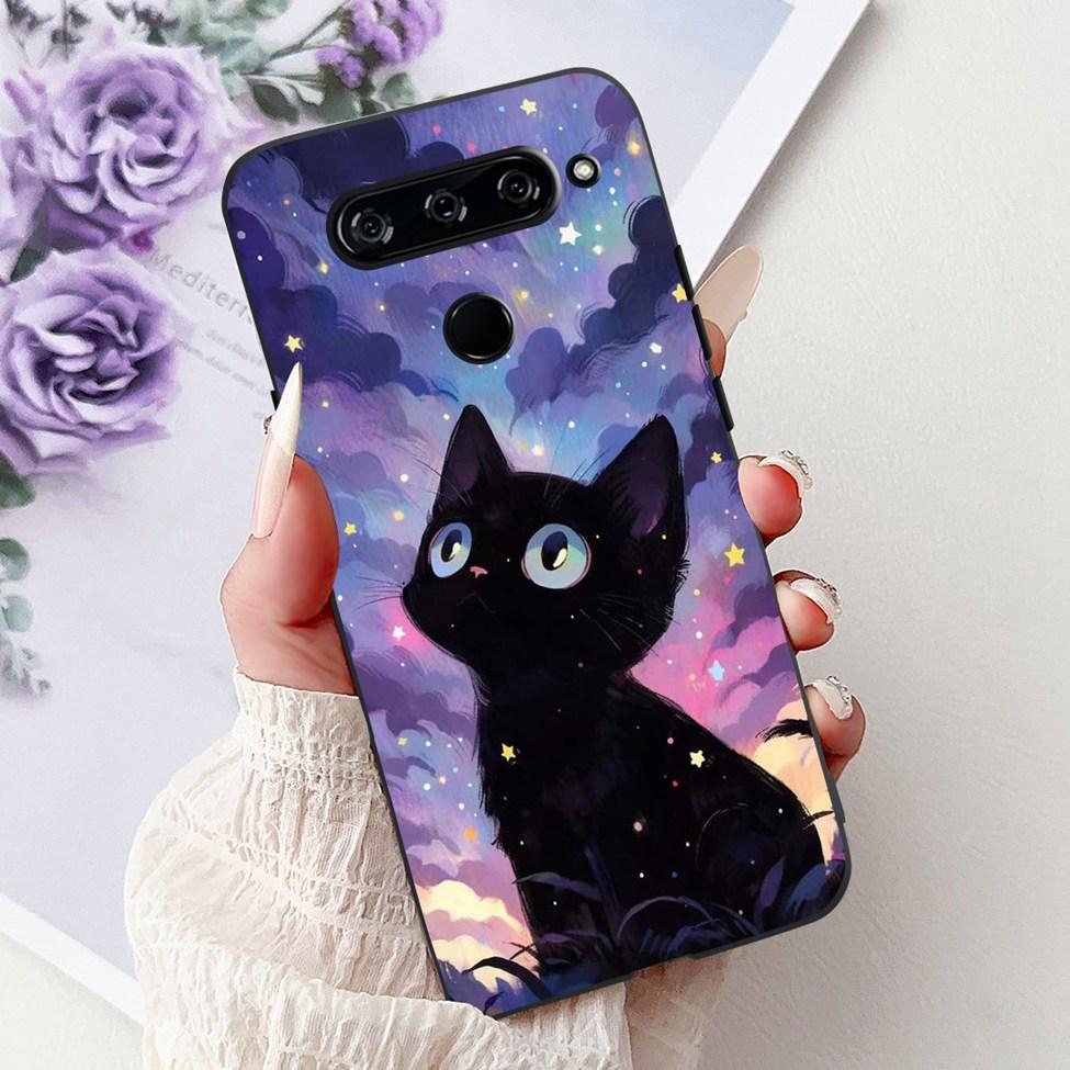 Funda For LG V40 ThinQ Case Cover Silicone Luxury Fashion Cute Cat Cool Shockproof Bumper Casing For LG V405 LM-V405 LM-V409N