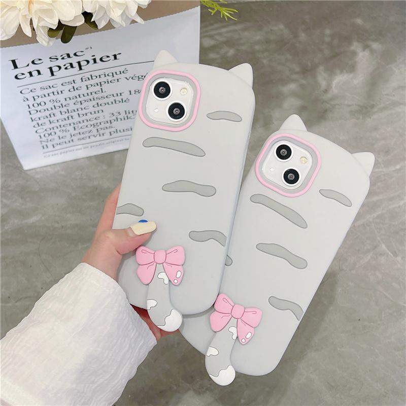 Kawaii 3D Cartoon Cat Soft Silicone Phone Case For IPhone 17 17pro 17 Promax 17air 16 15 13 14 12 ProMax Plus Phone Cover