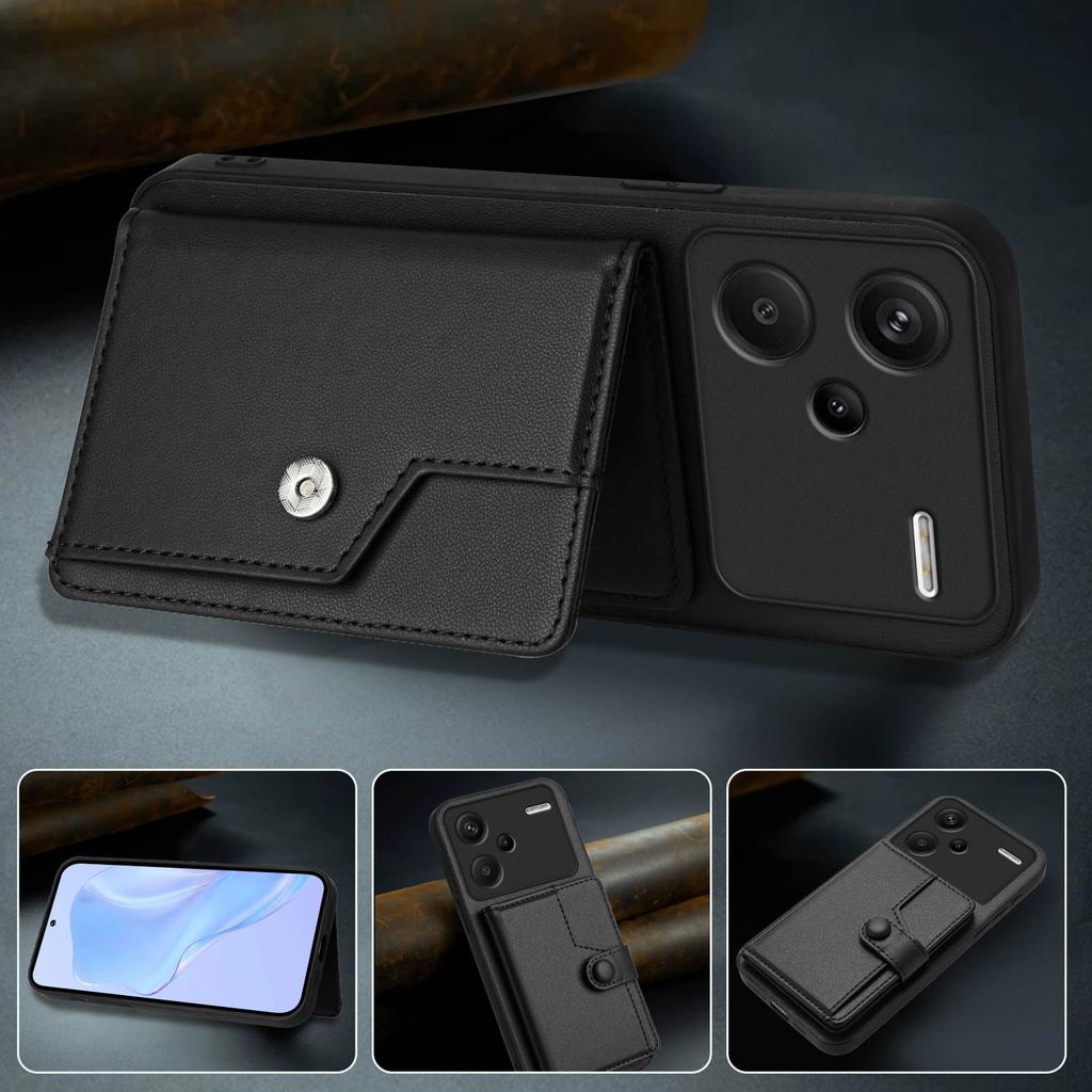 For Xiaomi Redmi Note 13 Pro+ 5G Case RFID Blocking Card Holder Kickstand TPU + PU Leather Phone Back Cover