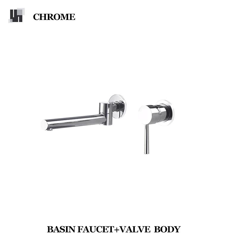 

Basin Sink Faucet Bathroom Mixer Faucet In-Wall Brass Single Handle Swivel Hot And Cold Water Brushed Gold Faucet