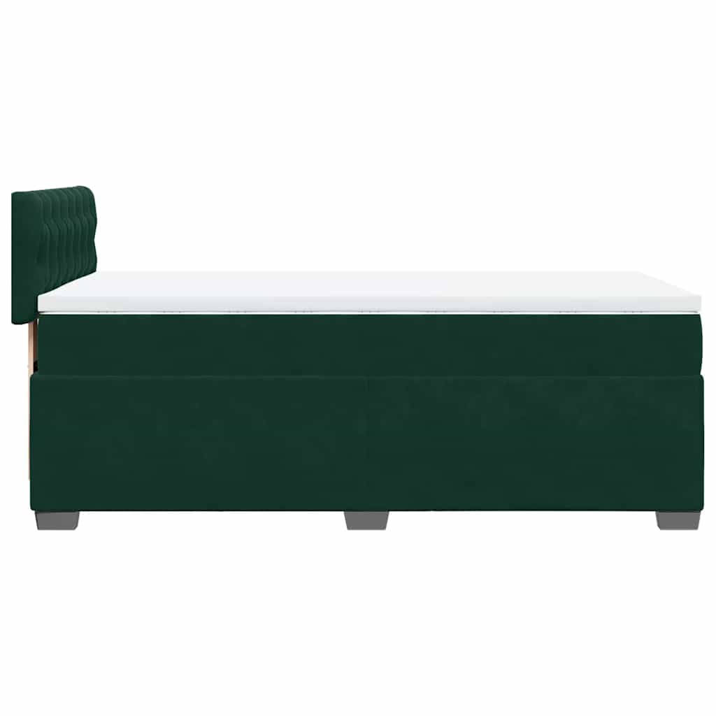 Box Spring Bed with Mattress Dark Green 90 x 200 cm Velvet