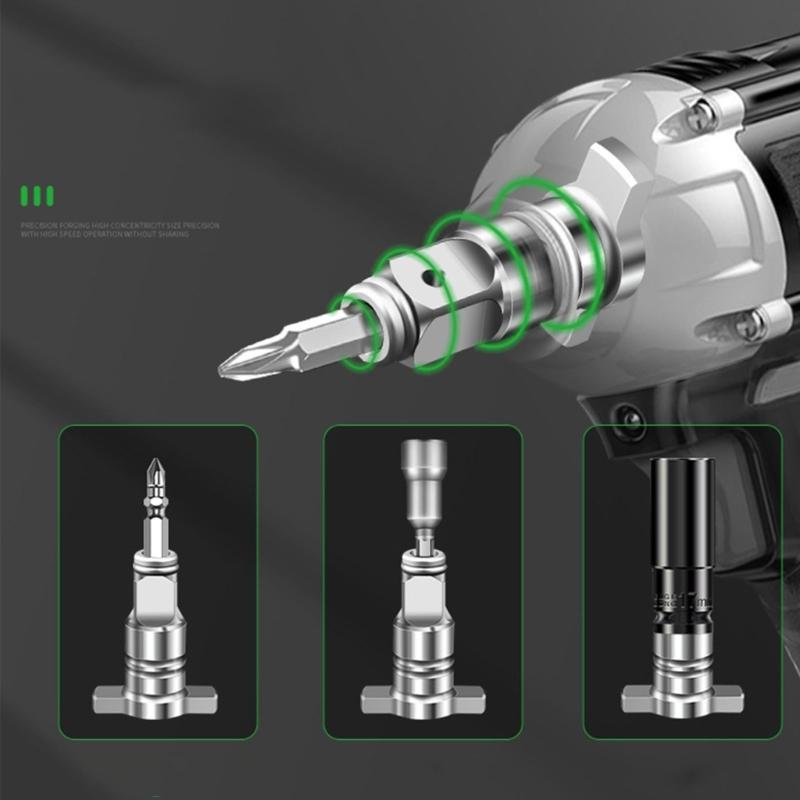 Elektrischer Schraubenschlüssel Adapter Zufuhr Steckschlüssel Bohrer T-förmiger Steckschlüssel Vierkantwelle Doppelfunktionale Vierkantwelle