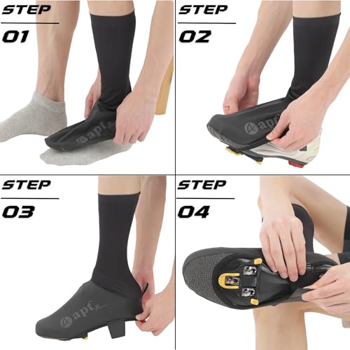 [apt'] Pro Aero Shoe Covers for Road Bikes, Windproof and Waterproof, Unisex Cycling Wear, Compatible with SPD-SL Binding Shoes, 5 Sizes Available, S-